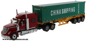 1/50 International LoneStar (red) with "China Shipping" Container Semi-Trailer-international-Model Barn