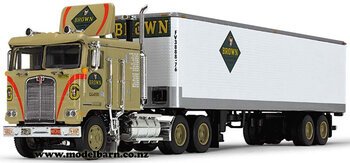 1/64 Kenworth K100 & Semi Box Trailer "Brown Transport"-trucks-and-trailers-Model Barn