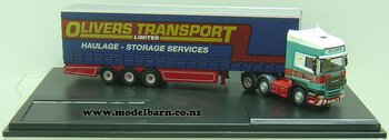 1/76 Scania Prime Mover with Curtainside Semi Trailer "Olivers Transport"-scania-Model Barn