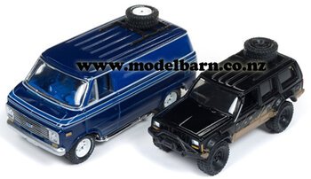 1/64 Chev G20 Van (1976, blue) & Jeep Cherokee XJ Set-chevrolet-and-gmc-Model Barn
