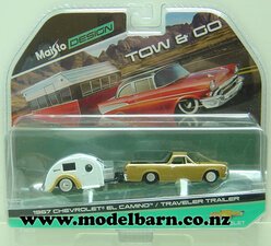 1/64 Chev El Camino (1967, gold) with Teardrop Trailer-chevrolet-and-gmc-Model Barn