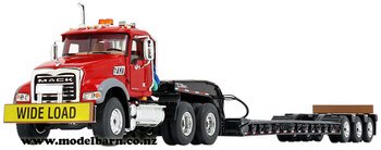 1/50 Mack Granite MP Prime Mover & Low Loader Trailer (red & black)-mack-Model Barn