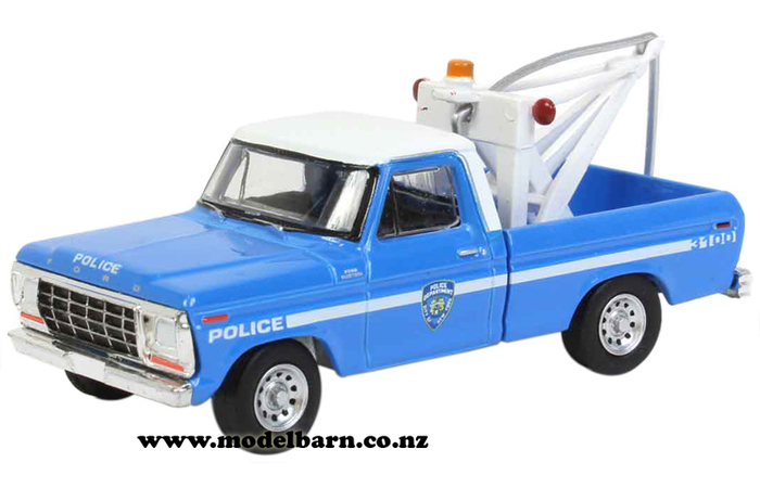 1/64 Ford F-250 Pick-Up Tow Truck (1979, blue & white) "NYPD"