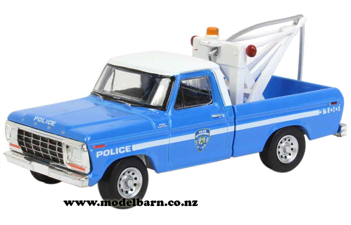 1/64 Ford F-250 Pick-Up Tow Truck (1979, blue & white) "NYPD"