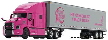1/50 Mack Anthem Prime Mover & Semi Trailer (pink) "Hit Cancer Like a Mack Truck"-mack-Model Barn