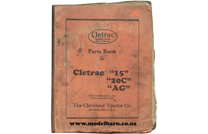 Cletrac 15, 20C & AG Parts Book 1938