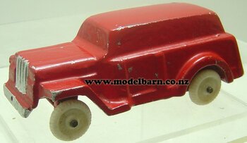 Jeep Station Wagon (red, repainted, broken bumper, 114mm)-jeep-Model Barn