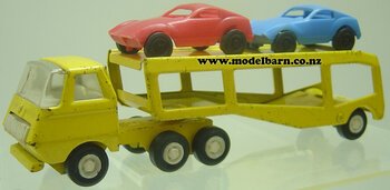 Car Carrier with Plastic Cars (yellow, 235mm) Tiny Tonka-tonka-Model Barn