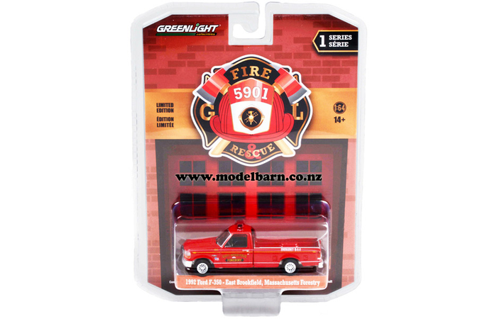 1/64 Ford F-350 Fire Rescue Pick-Up (1992, red) "East Brookfield"