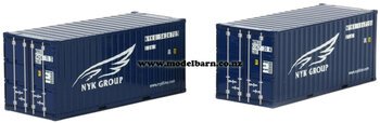 1/50 20ft Shipping Containers (x2) "NYK Group"-trailers,-containers-and-access.-Model Barn