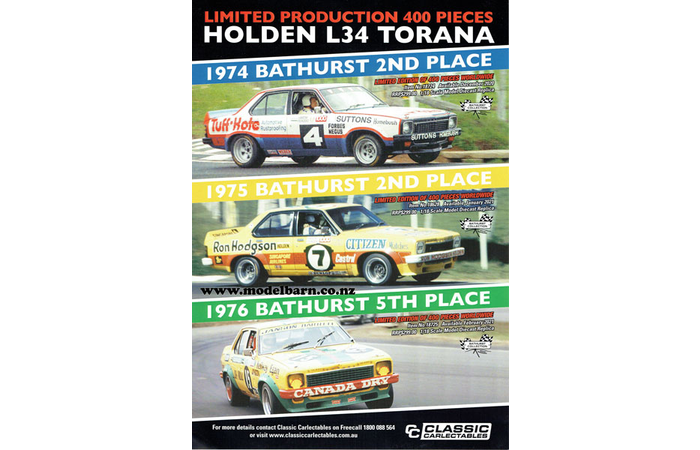 Classic Carlectables Holden L34 Torana Bathurst A4 Shop Poster