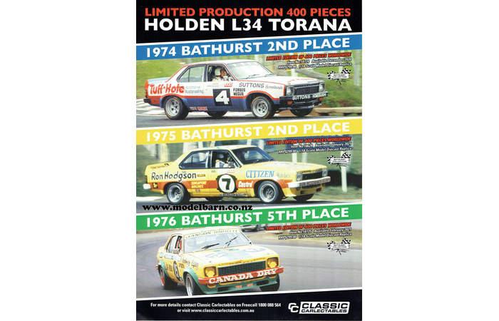 Classic Carlectables Holden L34 Torana Bathurst A4 Shop Poster