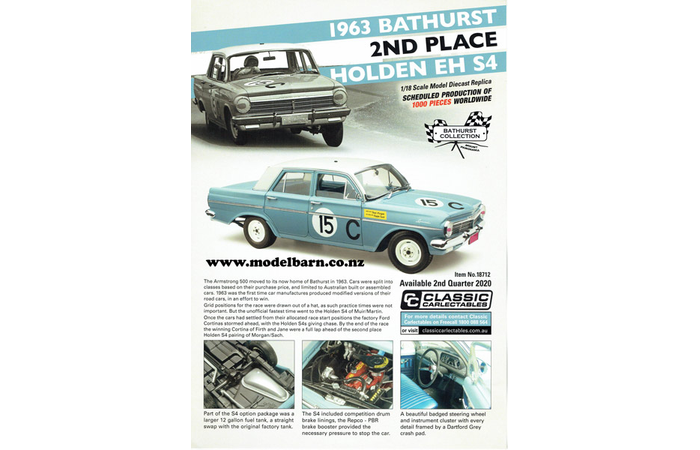 Classic Carlectables Holden EH S4 Bathurst 1963 A4 Shop Poster