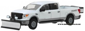 1/64 Nissan Titan XD Pro-4X Pick-Up with Snow Plough (2018, white)-nissan-and-datsun-Model Barn
