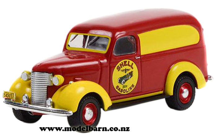 1/64 Chev Panel Van (1939, red & yellow) "Shell Gasoline"