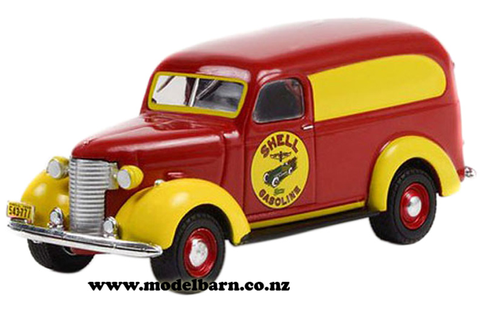 1/64 Chev Panel Van (1939, red & yellow) "Shell Gasoline"