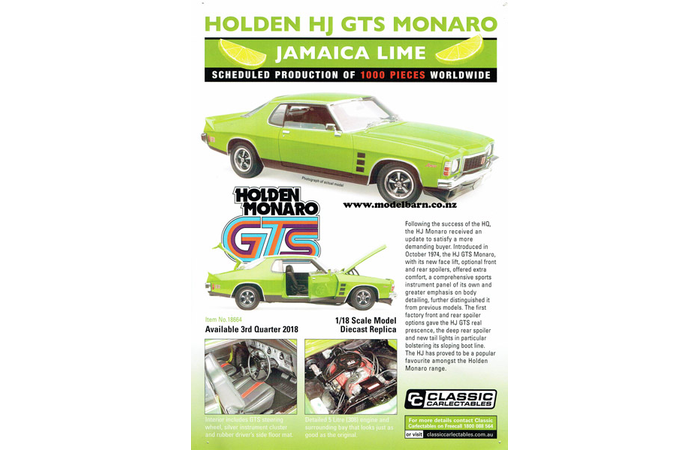 Classic Carlectables Holden HJ Monaro GTS (Jamaica Lime) Poster