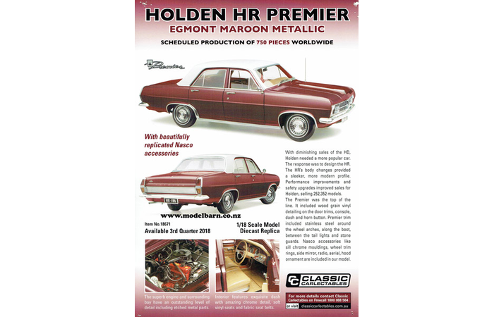 Classic Carlectables Holden HR Premier (Egmont Maroon Metallic) Poster