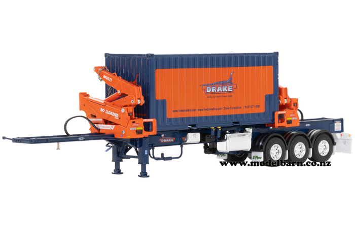 1/50 O'Phee Boxloader Side Loader Trailer with Container "Drake" (blue & orange)