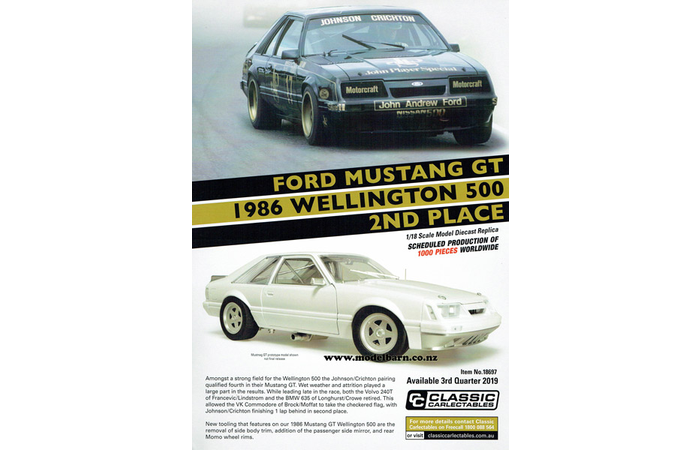 Classic Carlectables Ford Mustang GT "Wellington 500 1986" Poster