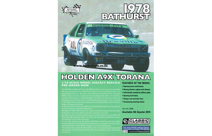 Classic Carlectables Holden Torana A9X "Bathurst 1978" Poster