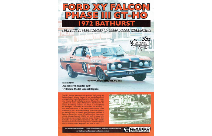 Classic Carlectables Ford XY Falcon GTHO "Bathurst 1972" Poster