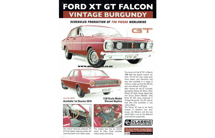 Classic Carlectables Ford XT Falcon GT Sedan (Vintage Burgundy) Poster