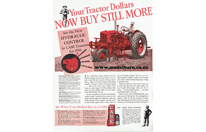 Case Tractor Hydraulic Control Newspaper Advert Brochure