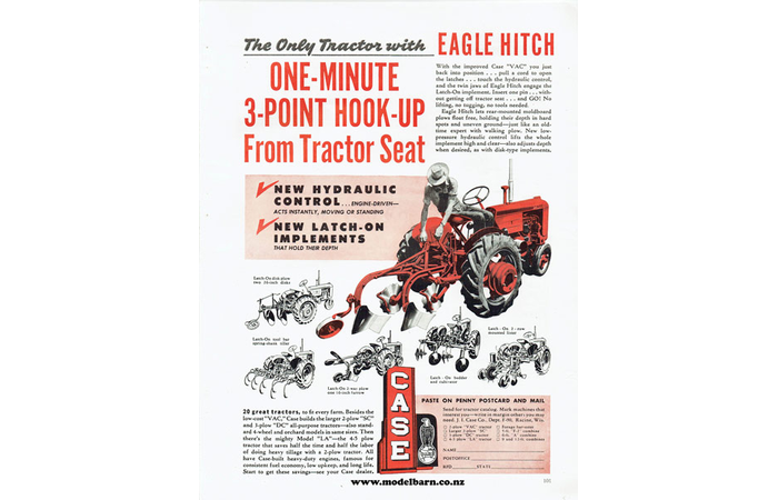 Case VAC Tractor with Eagle Hitch Newspaper Advert Brochure