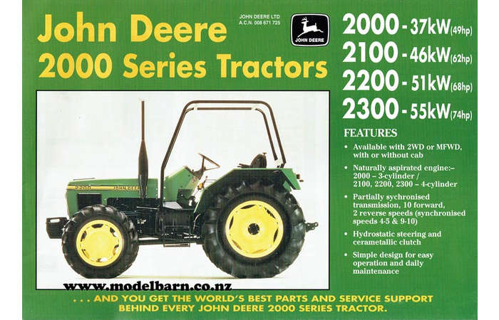 John Deere 2000 Series Tractors Sales Brochure 1994