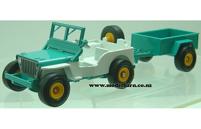 1/32 Jeep & Mini Trailer (turquoise & white, unboxed) Britains