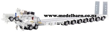 1/50 Drake 2x8 Dolly & 7x8 Steerable Low Loader Trailer (white)-trailers,-containers-and-access.-Model Barn