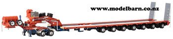 1/50 Drake 2x8 Dolly & 7x8 Steerable Trailer (orange & blue)-trailers,-containers-and-access.-Model Barn