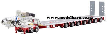 1/50 Drake 2x8 Dolly & 7x8 Steerable Trailer (white & red)-trailers-Model Barn