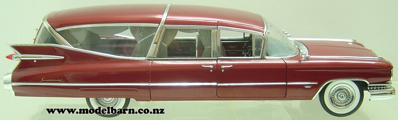 1/18 Cadillac Superior Limousine Hearse (1959, maroon) - Vehicles