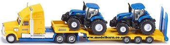 1/87 NH T7070 (x2) & Freightliner Low Loader Set-new-holland-Model Barn