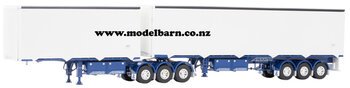 1/50 Freighter Eziliner B-Double Trailer Set (white & blue)-trailers-Model Barn