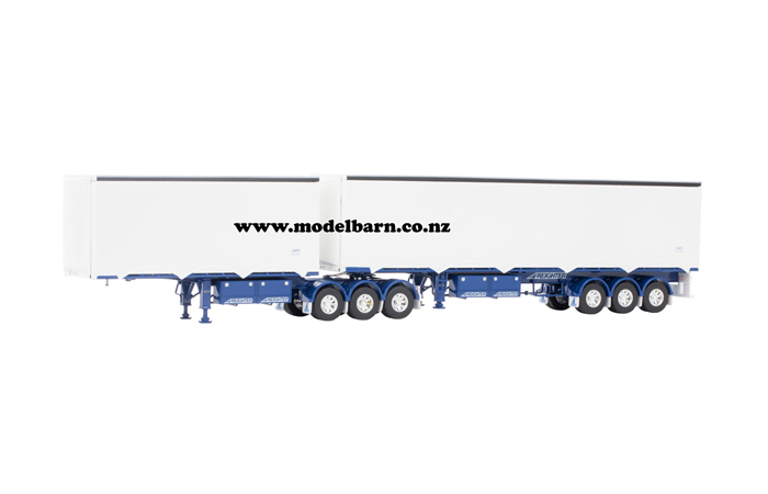 1/50 Freighter Eziliner B-Double Trailer Set (white & blue)