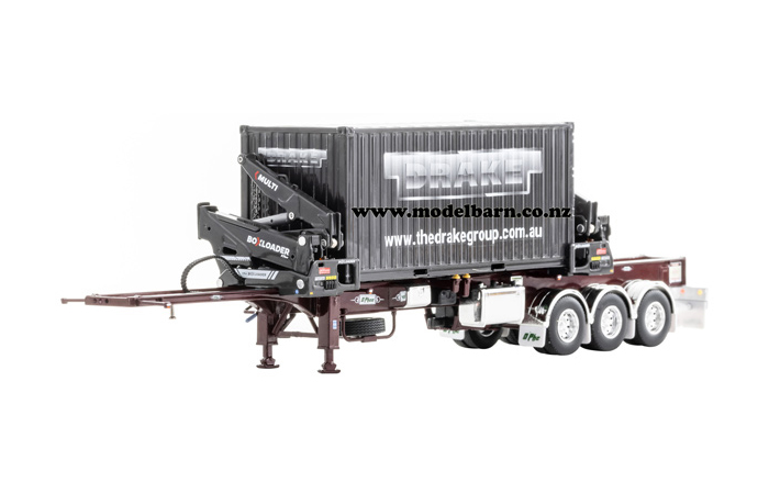 1/50 O'Phee Boxloader Side Loader Trailer with Container (burgundy)