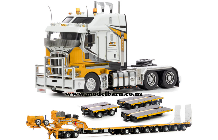 1/50 Kenworth K200 2.8m Prime Mover with Drake 2x8 Dolly & 12x8 Low Loader Combo "Big Hill Cranes"