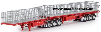 1/50 Freighter Flat Top B-Double Trailer Set (red, used)-trailers-Model Barn