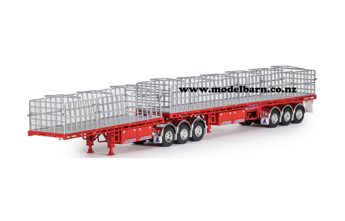 1/50 Freighter Flat Top B-Double Trailer Set (red, used)