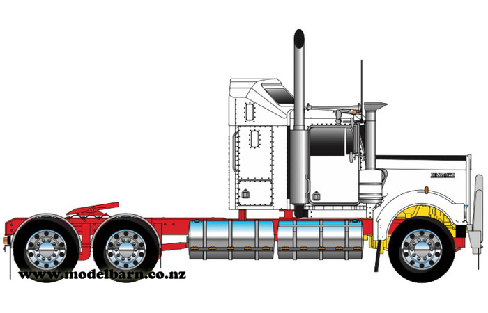 1/50 Kenworth W900 Aerodyne Prime Mover (White & Red, Alloys)