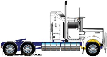 1/50 KW W900 Aerodyne Prime Mover (White & Metallic Blue, Alloys)-trucks-and-trailers-Model Barn