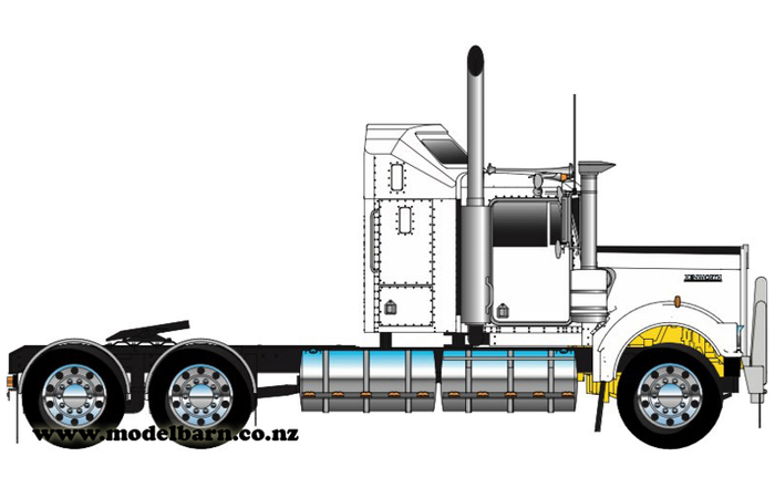 1/50 Kenworth W900 Aerodyne Prime Mover (White & Black, Alloys)