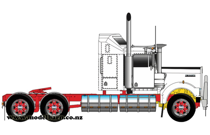 1/50 Kenworth W900 Aerodyne Prime Mover (White & Red, Spiders)