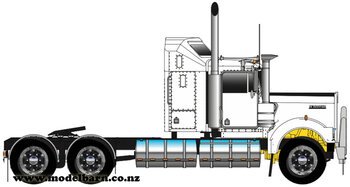 1/50 Kenworth W900 Aerodyne Prime Mover (White & Black, Spiders)-kenworth-Model Barn