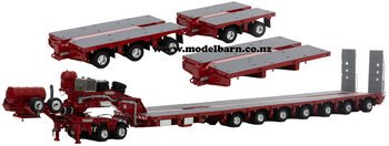 1/50 Drake 2x8 Dolly & 12x8 Steerable Low Loader Trailer (Rosso Red)-trailers-Model Barn