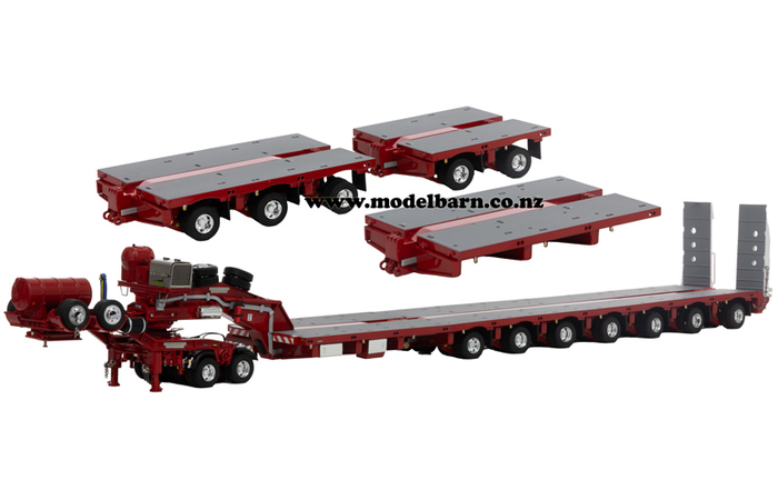 1/50 Drake 2x8 Dolly & 12x8 Steerable Low Loader Trailer (Rosso Red)