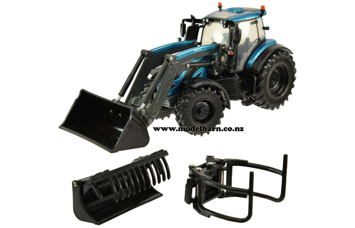 1/32 Valtra T234 with Loader & Attachments (metallic blue)
